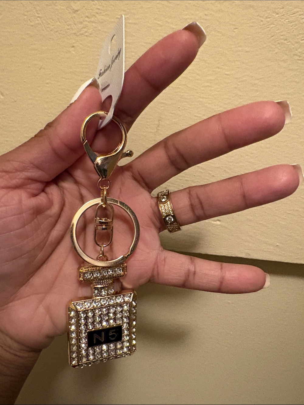 Gold Crystal Perfume Bottle Keychain (N5)